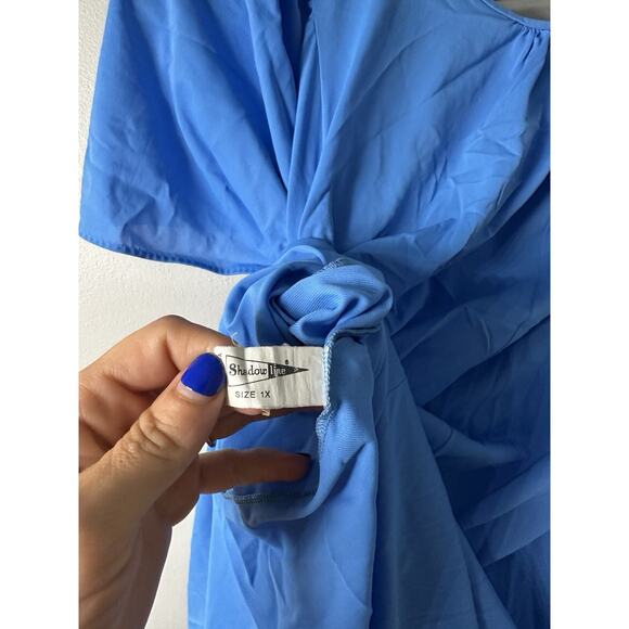 Vintage Nightgown Silky Nylon by Shadowline 1X ROYAL BLUE Petals Collection - Picture 4 of 6